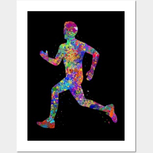 Runner boy watercolor art Posters and Art